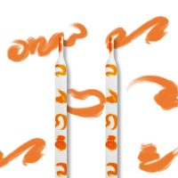 Široké šnúrky s graffiti potlačou, jeden pár - Oranžové, 120 cm